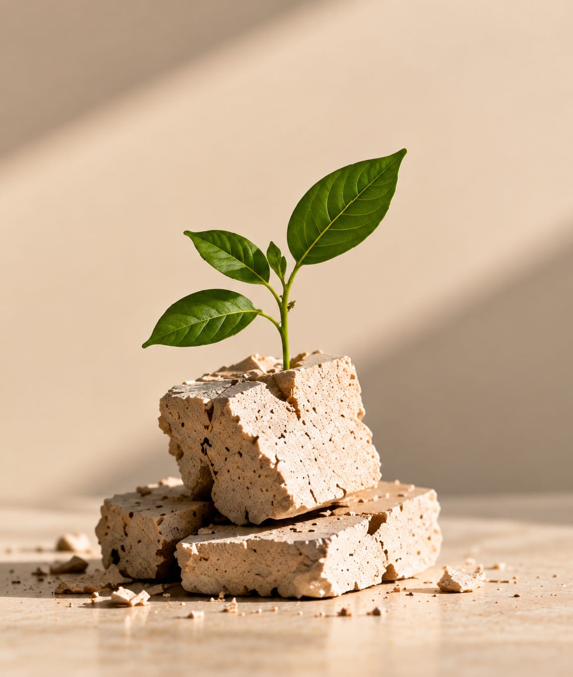 plant sprouting from material