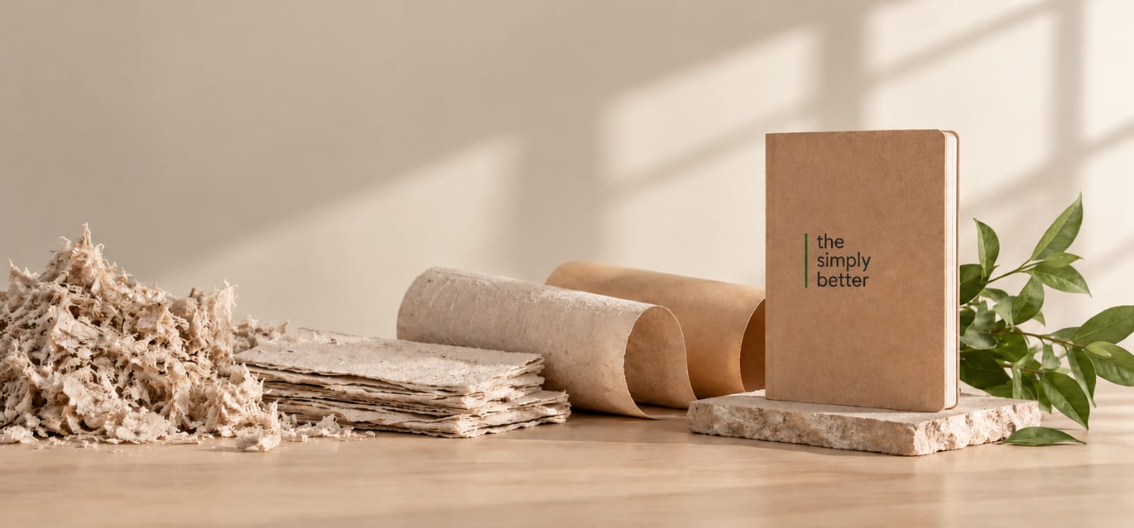 notebook with recycled paper materials