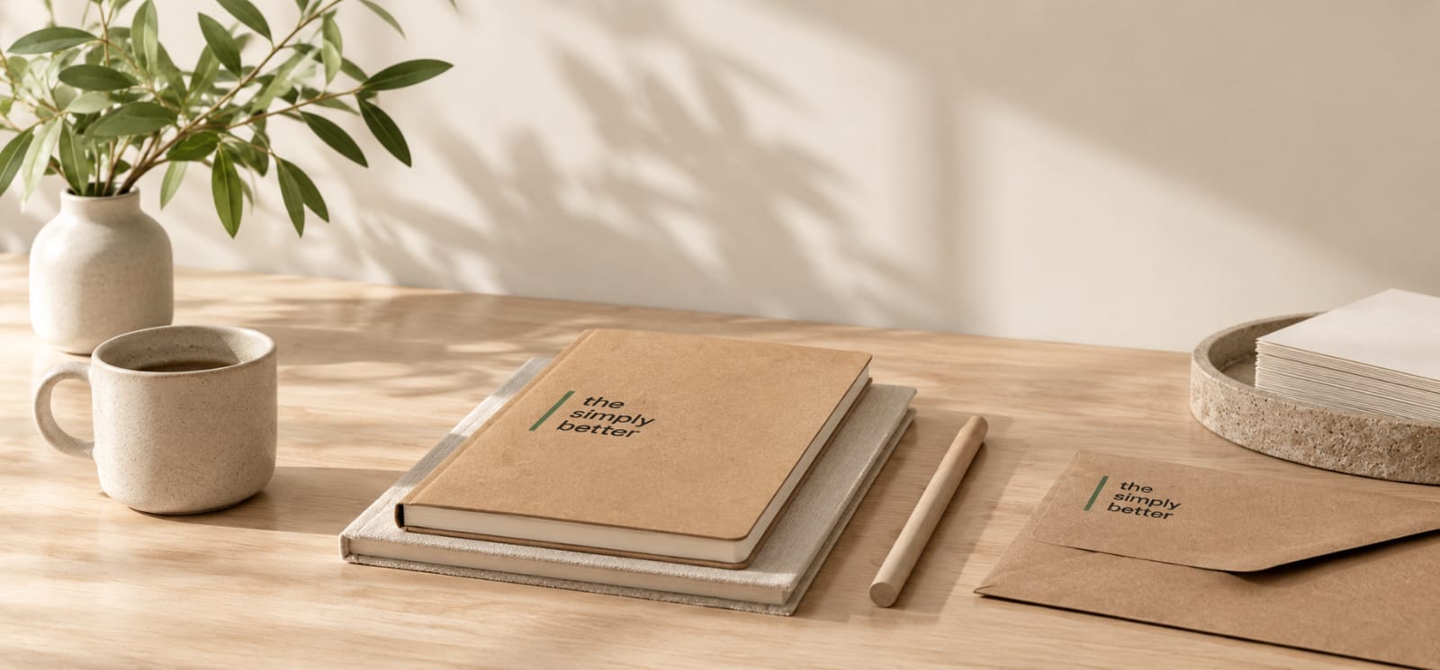 notebooks and coffee cup on a desk